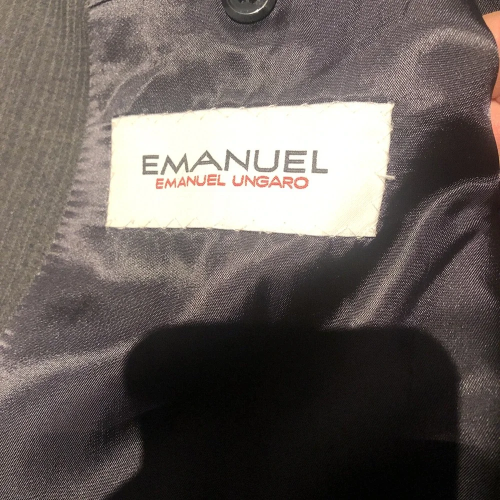 Emanuel Ungaro‎ Sport Coat 100% Wool Size 46R 40W Gray Pin Stripe Dress Holidays